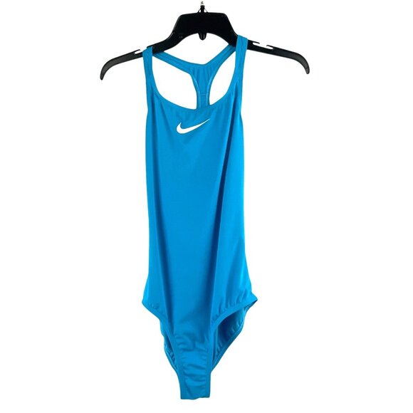 Nike NWT Kids Swimwear Racerback One-Piece Swimsuit XL Blue Stretch Beach - Picture 1 of 6